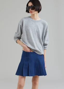 Sase Pleated Denim Skirt