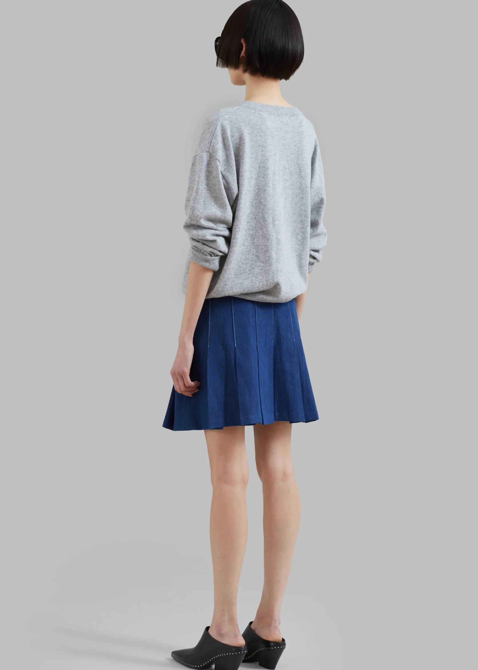 Sase Pleated Denim Skirt