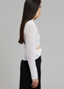 Sid Neigum Flocked Cutout Tension Blouse