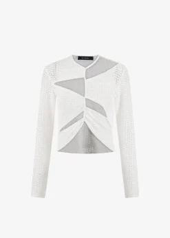 Sid Neigum Flocked Cutout Tension Blouse