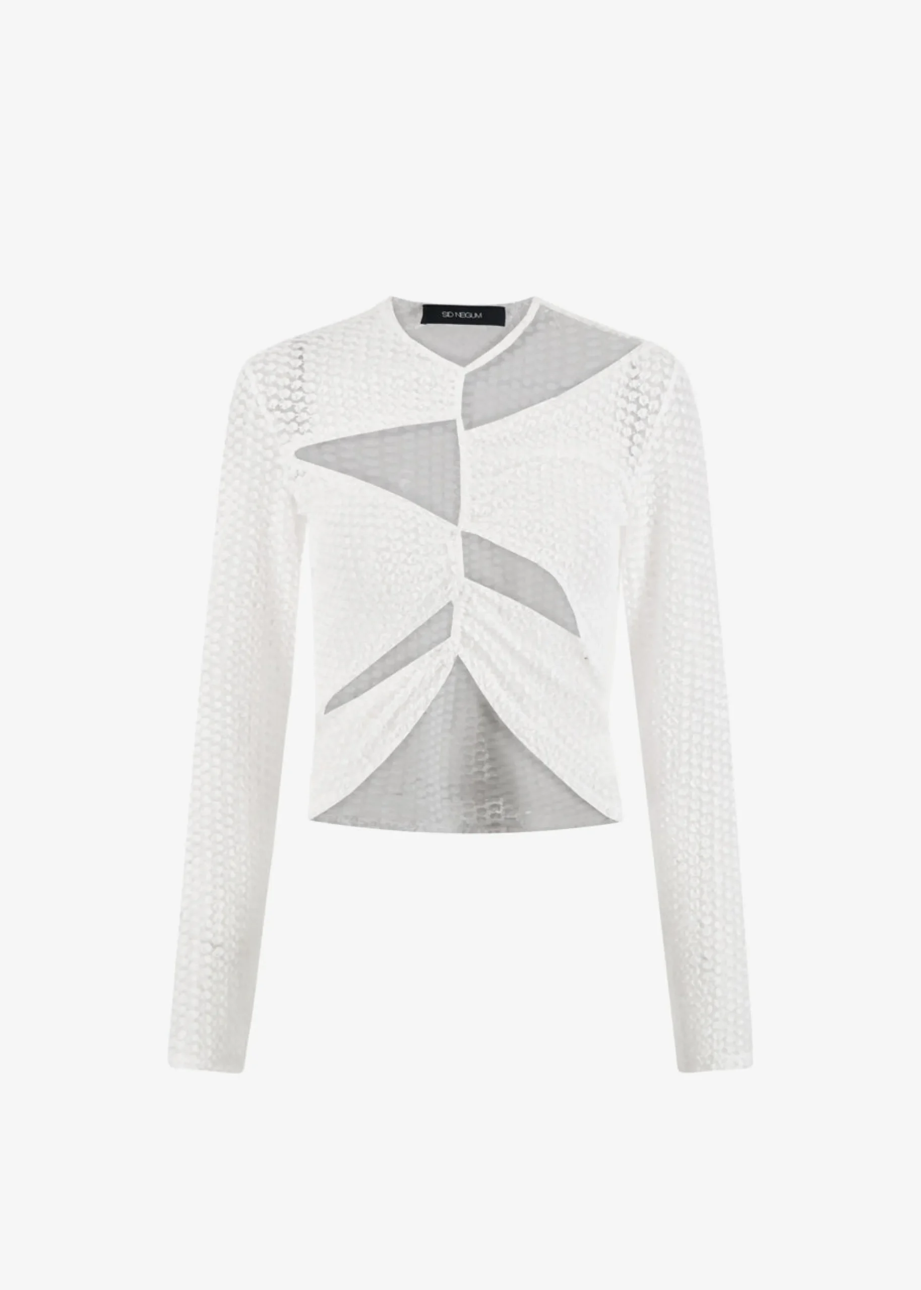 Sid Neigum Flocked Cutout Tension Blouse