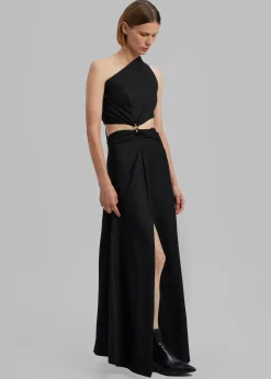 Sid Neigum Knit One-Shoulder Strap Dress W Hardware Detail