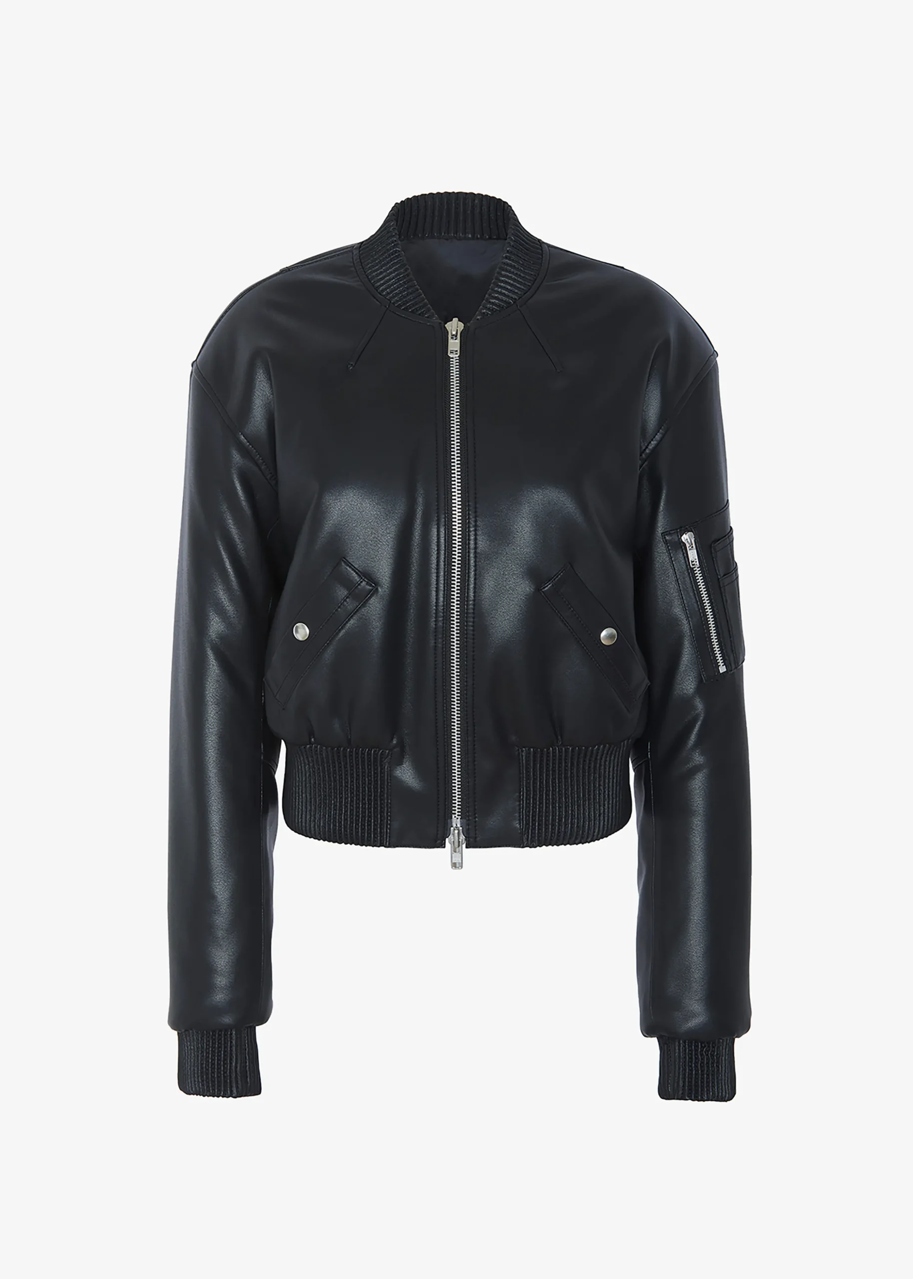 Sille Faux-Leather Cropped Bomber