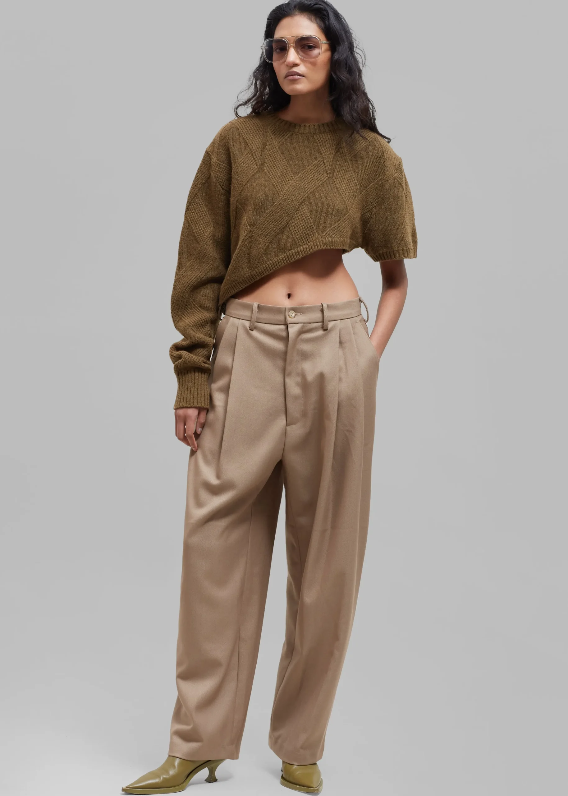Soili Asymmetric Cropped Knit Top