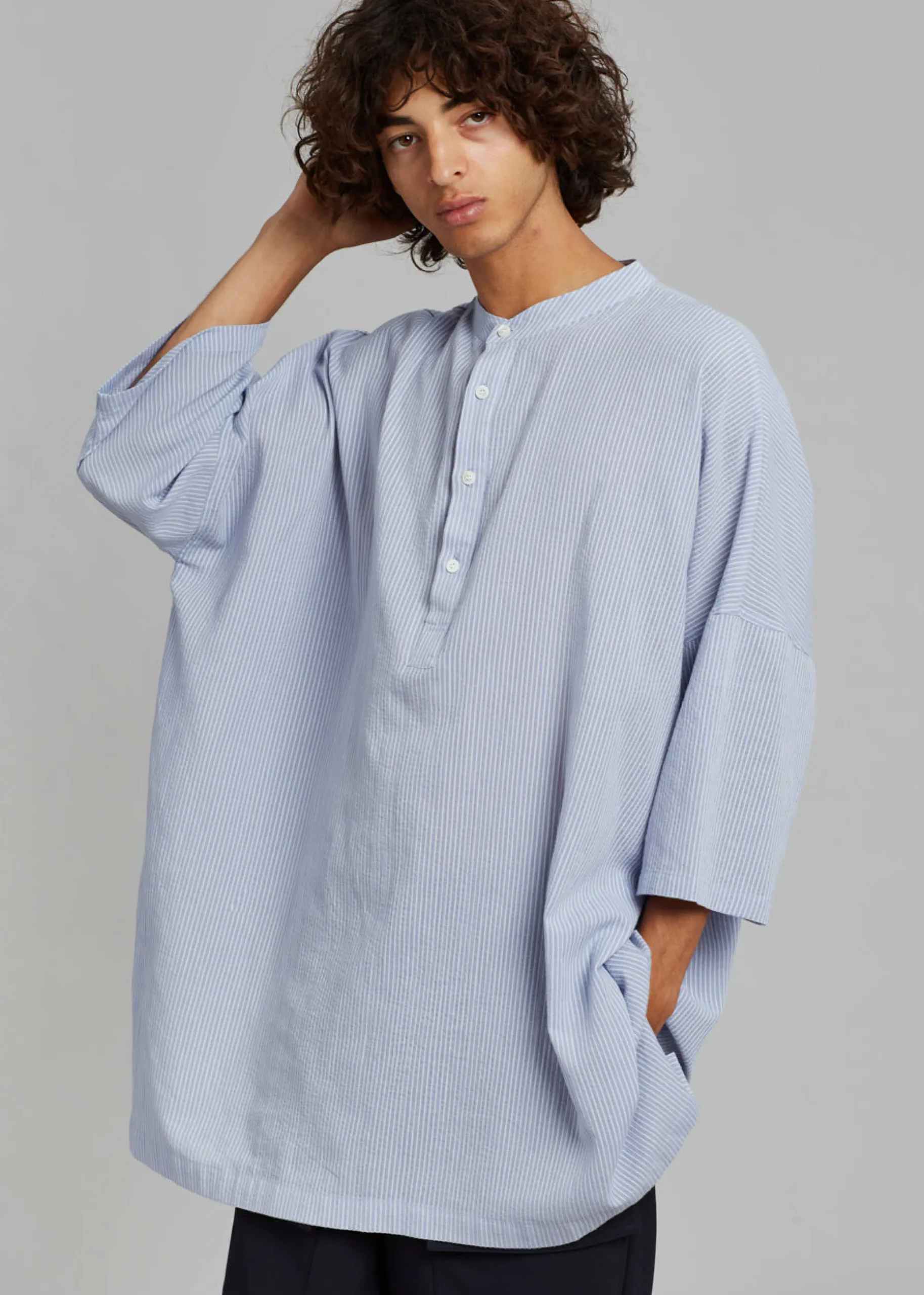 Teo Oversized Collarless Shirt
