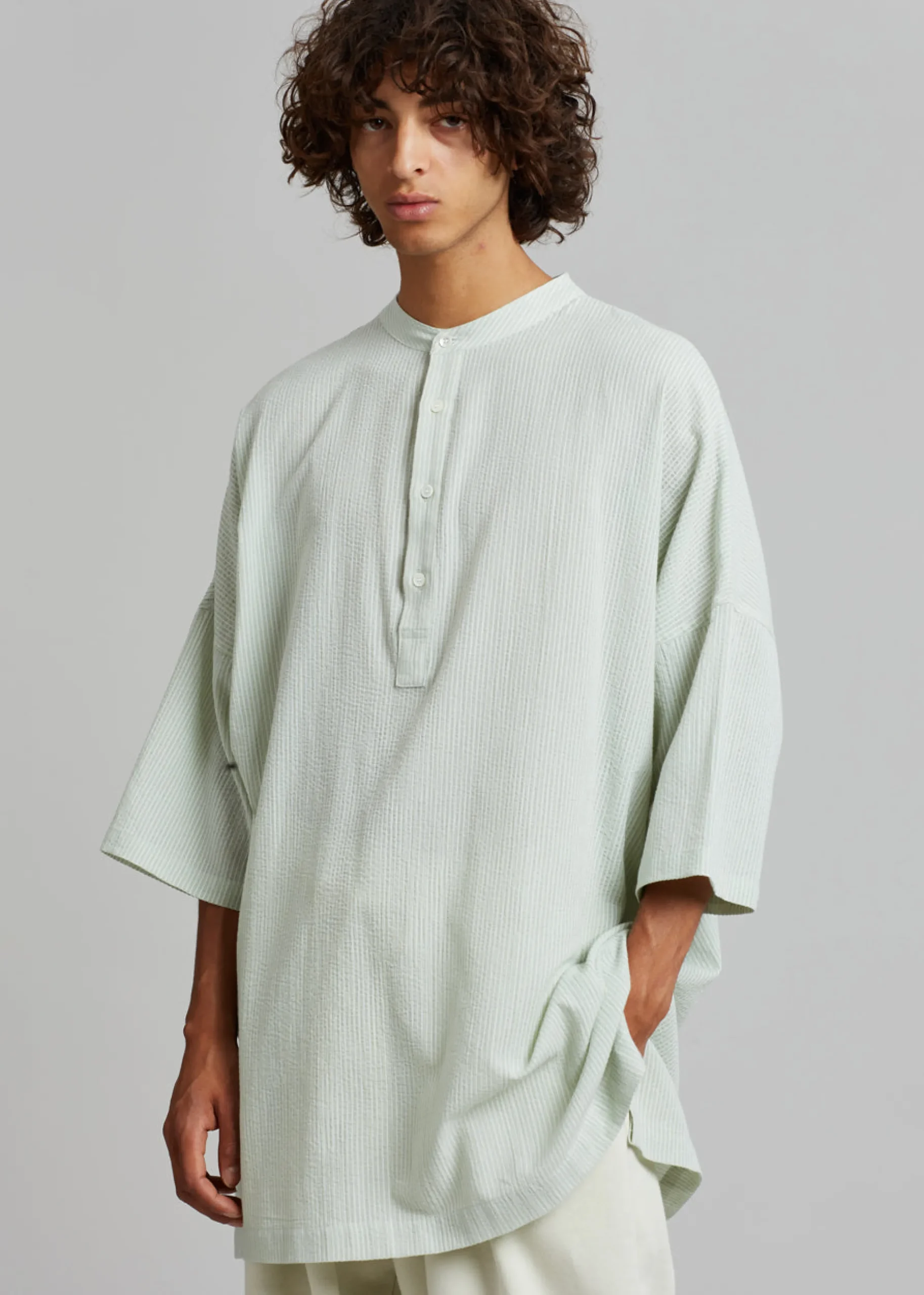 Teo Oversized Collarless Shirt