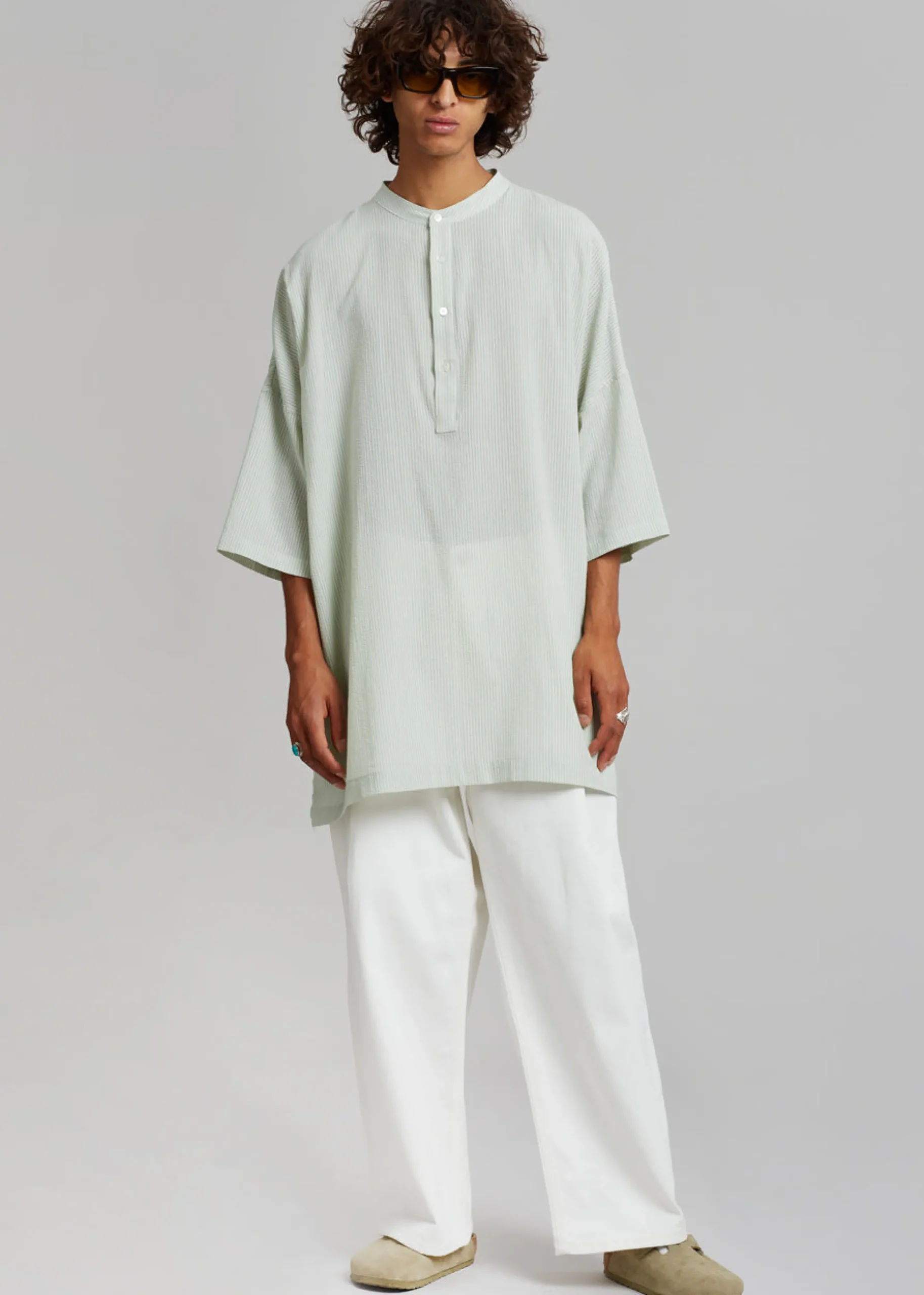 Teo Oversized Collarless Shirt